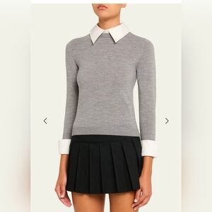 Alice + Olivia Porla Collared Sweater Gray Knit Long Sleeve Size S NWT Wool